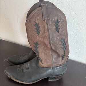 Dan Post Vintage Cowboy Boots 16809 Mens Black Leather Western Pull On 10.5 USA